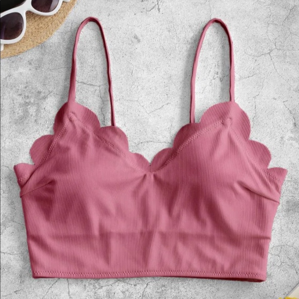 ZAFUL scallop ribbed padded TOP & BOTTOM of bikini - bottom worn once.